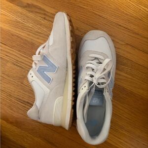 New Balance White and Light Blue Athletic Shoes